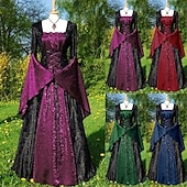 זול שמלה-רטרו\וינטאג' ימי הביניים רנסנס שמלות תחפושת מפוארת ויקינג אביר קלטי תחפושות בגדי ריקוד נשים קלטי האלווין (ליל כל הקדושים) קרנבל הצגה LARP רן פייר מבוגרים שמלה