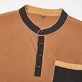  Bărbați Cămașă Henley Waffle Tricouri Manșon scurt Culoare solidă Simplu Modă Designer Comfortabil Bloc de Culoare Nasturi Henley În aer liber Casual Zilnic Vară Toate Sezoanele Negru Bleumarin Maro