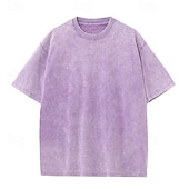 economico magliette di base-SoftFade™ Maglietta da Uomo T-Shirt Tee Top Manica Corta Maniche Corte Collo Alto Estate Colore Solido Vintage Garment Dyed Lavato Casual Vacanze Street Blu Viola Top Tee per Uomini