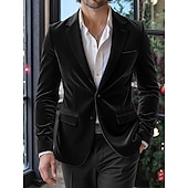 preiswerte Freizeitanzüge-Herren Blazerjacke Notch-Kragen Lässig Einfarbig Blazer Schwarz Dunkelblau Figurbetonter Schnitt Einreihig Zwei-Knöpfe
