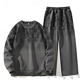 Herren Sweatshirt Trainingsanzug Outfit-Set Rundhalsausschnitt Outdoor Täglich Sport Kordelzug Tasche Druck Schwarz Weiß Rosa Polyester Sportkleidung Mode Streetwear Frühling preiswerte einfache Trainingsanzüge-Herren Sweatshirt Trainingsanzug Outfit-Set Rundhalsausschnitt Outdoor Täglich Sport Kordelzug Tasche Druck Schwarz Weiß Rosa Polyester Sportkleidung Mode Streetwear Frühling