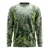 halpa 3D T-paidat-Miesten naamiointi Hirvet T-paita Pitkähihainen T-paita 3D-tulostus Tiukka pyöreä kaula-aukko Paita Muoti Ulkoilma Katu Urheilu ja ulkoilu Metsästys Vihreä 1# Vihreä 2# Vihreä 3# Kesä Kevät Vaatetus