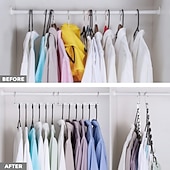 cheap Home Storage &amp; Hooks-5 Pack Space Saving Hangers for Clothes, Heavy Duty Hanger Organizer 30 Lbs Capacity, Metal Magic Hanger, Sturdy Multi Hangers, Closet Space Saver Closet Organizers and Storage