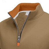 baratos Suéteres básicos-Homens Moletom Moletom com capuz Estacionar Moletom com zíper Preto Verde Tropa Azul Marinha Camelo Cinza Claro Colarinho Clerical Tecido Patchwork Bolsos Bloco de cor Desportos e Ar livre Casual