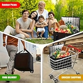 halpa Keittiövälineet ja -laitteet-Erittäin suuri uudelleenkäytettävä eristetty kylmälaukku – elintarvikelaatuinen, kestävä musta lämpölaukku heijastavalla eristyksellä, täydellinen retkeilyyn, piknikille ja ulkoiluun &amp;lomalahjat