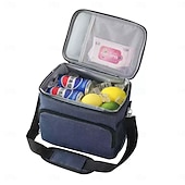 abordables almacenamiento de equipaje y viajes-Bolsa térmica para almuerzo con correa ajustable: tela Oxford duradera, reutilizable y reutilizable para la oficina, la escuela y picnic. &amp;Lonchera térmica negra resistente al desgarro para la playa,