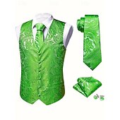 abordables Costumes de fête-gilet homme col V fête cachemire bordeaux bleu vert coupe ajustée
