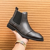abordables Bottes de Chelsea-Homme Bottes Bottes Chelsea Rétro Marche ancien Quotidien Cuir PU Confortable Bottines Mocassin Noir Marron Printemps Automne Hiver