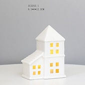 abordables 123496-Veilleuse LED électronique creuse en céramique blanche pour Noël, luminaire décoratif d&#039;intérieur, idéal pour un salon, une chambre à coucher, une cuisine, un bureau ou un bureau, avec 3 piles LR44