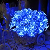 abordables Tiras de Luces LED-Luces de cadena solares de loto al aire libre 12m 100LEDs guirnalda impermeable decoración de Halloween en jardín balcón y árbol en festividades