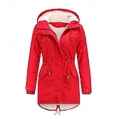 billiga Casual Parka-Dam Anorak Håller värmen Bekväm Dragkedja Ficka Med bälte Ledigt Ensfärgat Semester Gata Ledigt Dagliga kläder Lång Huva Normal Långärmad Ytterkläder Marin Svart Rodnande Rosa Höst Vinter