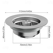 tanie Środki czystości-3-w-1 sitko do odpływu zlewu kuchennego ze stali nierdzewnej, zapobiegające zatykaniu się, kosz na resztki jedzenia &amp;filtr zapachowy ze sprężynowym korkiem, standardowy w USA korek kuchenny o średnicy