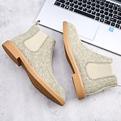economico Stivali Chelsea-stivali chelsea da uomo color cachi, stile casual e leggero alla caviglia con soffietti elastici, per l'ufficio, le uscite del fine settimana e il comfort quotidiano