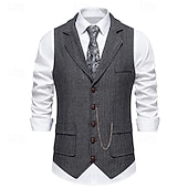 levne Obleky pro volný čas-Pánské Kamizelka Denní Vinobraní Podzim zima Polyester Pevná barva Jednořadé Blejzr Tmavě šedá Námořnická modř Hnědá