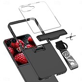 baratos Capa Samsung-telefone Capinha Para Samsung Galaxy Z Flip 7 Z Virar 6 Z Flip 5 Capa traseira e protetor de tela Suporte para carregamento sem fio com pulseira Retro PC