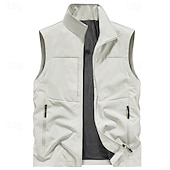 preiswerte Herren Angelweste-Herren Outdoor-Weste Weste Angelweste Outdoor Täglich Mode Lässig Frühling Herbst Tasche Polyester Bequem Einfach Reisverschluss Stehkragen Normale Passform Schwarz Rote Khaki Armeegrün Weste