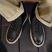 abordables Bottes de travail-Bottes de combat à lacets en similicuir marron pour homme – chaussures de travail et de randonnée d&#039;extérieur durables pour un usage quotidien et l&#039;aventure
