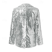 ieftine Blazere și costume-Pentru femei Jachetă cămașă Blazer Comfortabil Respirabil Sequin Modă Zilnic Simplu În aer liber Casual Zilnic Regulat Rever Fit regulat Manșon Lung Îmbrăcăminte exterioară Argintiu Negru Roșu Vin