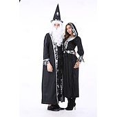 levne Kostýmy pro páry a skupiny-Čerodějnice Čaroděj předvečer Všech svatých Šaty Fancy kostým Kostýmy pro páry cosplay Dospělé Dámské předvečer Všech svatých Karneval Výkon Párty Jednoduché Halloweenské kostýmy Oblékněte se