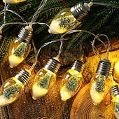 abordables Guirlandes lumineuses led-Guirlande lumineuse de Noël à ampoules, flocon de neige, sapin de Noël, 1,5 m, 10 LED, alimentée par piles, pour fête de Noël, fenêtre, balcon, porche