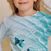 billiga Flickans 3D-tecknad film-Pojkar 3D Fjäril T-shirt Långärmad Vår Höst Mode Grundläggande Barn 4-12 år Rund hals Utomhus Ledigt Dagligen Normal