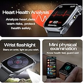 baratos Smartwatch-iMosi ET572 Relógio inteligente 2 polegada Relógio inteligente Bluetooth ECG + PPG Monitoramento de temperatura Podômetro Compatível com Android iOS Feminino Masculino Suspensão Longa Chamadas com