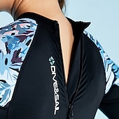abordables Lycra de surf-Femmes Maillots de bain intégraux Combinaison Fine UPF50+ manche longue Maillot de Bain Fermeture Eclair Dorsale Natation Plongée Surf Plongée en apnée Patchwork Été Printemps Automne