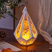 abordables luces navideñas interiores-1 pieza 16 * 9,6 cm luz de vela iluminada LED navideña, linterna de mano, luz de adorno de decoración de mesa de reunión interior y exterior, luz colgante de luz de viento lr1130 * 3 baterías