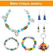 お買い得  子供のための-4655個のクレイビーズブレスレット作成キット収納ボックス付き、友情ジュエリー作り用のフラットプリプリービーズ、チャームが付いたポリマーヘイシービーズ10代の女の子向けのクラフト8〜12歳クリスマスギフト