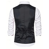 economico Abiti da festa-gilet da uomo con scollo a V, tinta unita, nero, argento e oro, vestibilità su misura