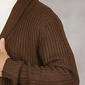 preiswerte Herren Strickjacke-Herren Pullover Strickjacke Gerippt Stricken Normale Oberteile Gestrickt Einfach Schalkragen Urlaub Mode Lässig Alltagskleidung Bekleidung Frühling &amp; Herbst Schwarz Braun M L XL