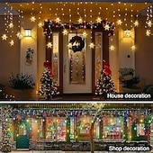cheap Plug-in High Voltage Lights-96LED Snowflake Curtain Lights 3.5m 8 Modes Lighting for Thanksgiving New Year Valentine's Day Home Balcony Living Room Garden Porch Atmosphere Decoration