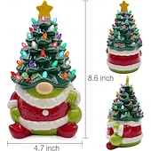 economico luci di Natale da interni-Albero di Natale nano in resina a LED con piccola foglia, luce per interni, camera da letto, studio, sala da pranzo, luce decorativa da tavolo, luce pendente, prop, batteria AAA, scatola da 8,6 * 4,7