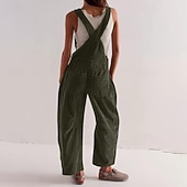 economico tute casual-Per donna Normale Tuta Attivo Tinta unica Senza Maniche Collo a U Tasca Bottoni Vacanza Quotidiano Vestibilità regolare Nero Giallo Rosa Autunno