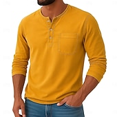 cheap Casual Henley Tee-SoftFade™ Men's Henley Shirt T shirt Tee Long Sleeve Plain Vintage Retro Vintage Casual Printed Garment Dyed Faded Henley Casual Spring Fall Purple Henley T-Shirt