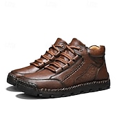 baratos Botas de cano curto-Botas de caminhada masculinas marrons com sola durável – calçados casuais versáteis para atividades ao ar livre, caminhadas e aventuras de fim de semana