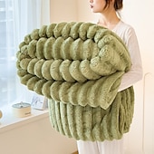 baratos Cobertores &amp; Mantas-cobertor de flanela grosso com veludo de coelho, cobertor macio e quente de alta g/m² para sofá, cama, escritório, cobertor de inverno multiuso