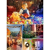 cheap Solar String Lights-LED Solar Christmas String Lights Outdoor Waterproof 100m 334.5Ft 1000LED/50m 171Ft 500 LED Solar Christmas Lights with Remote8 Modes Waterproof Patio Lights for Christmas Tree Patio Yard Garden Party Decor