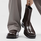 preiswerte Kleiderstiefel-Herrenstiefeletten aus braunem Kunstleder – klassische Reißverschlussstiefel für den Winter, das Business und formelle Anlässe