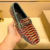 preiswerte Freizeit-Loafer-Herren-Loafer in Rot und Orange mit Schlangenmuster – Partyschuhe mit exotischem Muster zum Hineinschlüpfen für formelle Anlässe, Hochzeiten und das Nachtleben