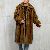 preiswerte Herrenjacken &amp; Herrenmäntel-Herren Freizeitjacke Kunstpelzmantel Urlaub Täglich Thermowarm Plüsch Herbst Winter Einfach Mode Streetwear Revers Lang Weiß Gelb Kamel Grau Jacken