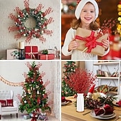 olcso Koszorúk, Girlandok és Díszek-15 db karácsonyi csillámos dísz, arany csillogó golyók és fényes bogyók, műpisztácia karácsonyfára, ünnepi parti dekoráció