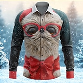 Święta Męskie Zwierzę Psy Strusie Koszula Zapinana na guziki koszula Długi rękaw Zabawny Na zewnątrz Święto Wiosna Jesień Wieczorne Druk 3D koszule z kołnierzykiem Czerwony 1 Biały Czerwony tanie Strój świąteczny w kształcie zwierzęcia-Święta Męskie Zwierzę Psy Strusie Koszula Zapinana na guziki koszula Długi rękaw Zabawny Na zewnątrz Święto Wiosna Jesień Wieczorne Druk 3D koszule z kołnierzykiem Czerwony 1 Biały Czerwony