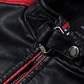 economico Giacca in ecopelle-Per uomo Giacca in Ecopelle Giacca da Biker Giacca da Moto Vacanza Quotidiano Antivento Patchwork Tasca Primavera Autunno Semplice Moda Classico Collo alla coreana Regolare Nero Bianco Rosso Marrone