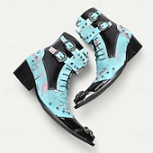 economico Stivali in pelle di alta qualità-stivaletti da cowboy vintage da uomo – vera pelle di vacchetta con motivo blu, punta affilata e cinturini con fibbia per balli western, spettacoli teatrali e abbigliamento da festa