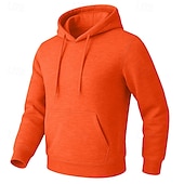 abordables Sweat à capuche en polaire-Homme Sweat à capuche Sweat à capuche en polaire Sweat à capuche doublé en polaire Noir Blanche Jaune Rose Claire Vert Véronèse À capuche Uni Poche kangourou Sport &amp; Loisir Occasionnel Quotidien