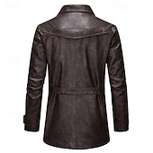 economico Trench da uomo-Per uomo Trench in finta pelle Cappotto da marinaio Trench Vacanza Quotidiano Primavera Autunno PU Antivento Capispalla Abbigliamento Moda Classico Semplice Tasca Bavero Monopetto