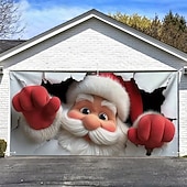 cheap Christmas Garage Door Covers-Christmas Tapestry Garage Door Cover Large Hanging Backdrop Santa Claus Cute 3D Party Outdoor Holiday Shooting Backgrounds Yard Home Decor