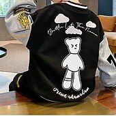 billiga Pojkars basebolljackor-Barn Unisex Baseballjackor Ytterkläder Färgblock Långärmad Komfort Knappar Mjukt Täcka Utomhus Bomull Mode Dagligen Svart Vår Höst 4 år +