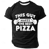 voordelige Grappige T-shirts voor mannen-Voor heren Pizza Grappig jargon T-shirt Korte mouw T-shirt 3D-afdrukken Strakke ronde hals Overhemd Modieus Dagelijks Straat Dagelijks Zwart Rood blauw Zomer Lente Kleding S M L XL XXL XXXL
